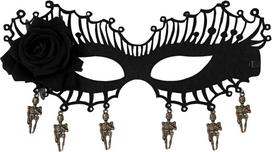 „JewelryWe“ Helovino gotikinė moterų kaukė – juoda puskaukė su skeletų rankomis, gyvate ir kaukolės akimis; tamsus maskarado kostiumo aksesuaras, skirtas karnavalui, teminei vakarėliui ar festivaliui