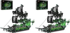 „JMBricklayer“ piratų laivo statybiniai blokeliai, 40001 „Skraidantis olandas“ piratų laivo tvirtinamieji blokeliai, burlaivio modelio rinkinys, laivų žaislai suaugusiems ir berniukams (2 vnt. rinkinys)