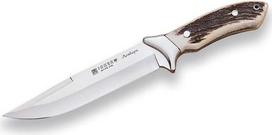 „Joker Antílope CC02“ medžioklinis peilis su nerūdijančio plieno antgaliu, elnio ragais, tiesiu 19 cm ilgio ašmeniu, sveriantis 393 gramus, su odiniu dėklu, skirtas žvejybai, medžioklei, kempingui ir pėsčiųjų žygiams