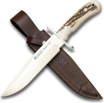„Joker Bowie“ 7,87 colių CC147 peilis su fiksuotu „Böhler N695“ plieno ašmeniu (20 cm), elnio rago rankena ir odiniu dėklu; skirtas lauko veiklai, stovyklavimui, „bushcraft“ ir išgyvenimui