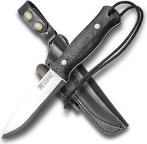 „Joker Bushlord“ CM138-P „Bushcraft“ peilis, 4,52", „Sleipner“ plienas – „Scandi Cut“ tipo „Drop Point“ ašmenys – juodos spalvos kanvaso „Micarta“ rankena – pilno ilgio kotas su odiniais makštais ir ugnies akmeniu, skirtas išgyvenimui ir naudojimui gamtoj