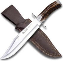 „Joker CC101 Bowie“ 25 colių medžioklinis peilis, elnio rago rankena, diržinis peilis su 25 cm ilgio MOVA plieno ašmenimis, rudos odos makštis, įrankis žvejybai, medžioklei, stovyklavimui ir pėsčiųjų žygiams