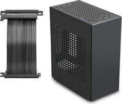 „JOYJOM“ „Mini ITX“ aliuminio korpusas su „PCI Riser“ jungtimi, „Mini PC“ korpusas, SFF (mažo formato) kompiuterio korpusas, „TX“ kompiuterio žaidimų korpusas su GPU palaikymu, juodos spalvos