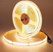 „Joylite Pro+“ 24 V COB LED juosta, 5 m, 3000 K, 1900 LM/m, labai ryški, skirta vidaus patalpoms | CRI 95+, 18 W/m, 480 LED/m, be matomų jungčių, reguliuojamas šiltos baltos spalvos apšvietimas, lipni juosta, galima karpyti, skirta virtuvei, miegamajam (t