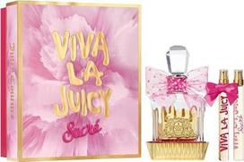 „Juicy Couture Viva La Juicy Sucré“ 3 dalių rinkinys, gurmaniškas kvepalų aromatas su saldžiu gintaru, mandarinu ir vanile, nepakartojami moteriški „Eau de Parfum“ kvepalai, ilgai išliekantys moteriški kvepalai, skirti „Viva Girl“