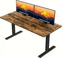 „JUMMICO“ aukščio reguliuojamas stalas, 110 x 60 cm, elektrinis stalas, aukščio reguliavimas, ergonomiškas kompiuterinis stalas, skirtas dirbti stovint, rudas