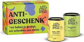 „Just Spices“ dovanų dėžutė I Dovanų rinkinys su 2 prieskonių stiklainiais I kaip nedidelė padėka vietoj gėlių