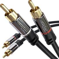 „KabelDirekt“ RCA stereo kabelis – 2 x 1 m – 2 x 2 – skirtas žemų dažnių garsiakalbiui