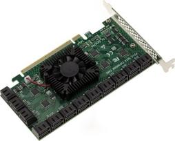 „KALEA-INFORMATIQUE“ PCI Express PCIe 3.0 x16 valdiklio plokštė su 24 prievadais SATA 6G kietiesiems diskams, lustų rinkinys ASM1812 ir ASM1064