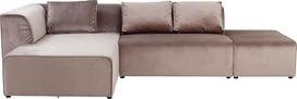 „Kare Infinity Design“ kampinė sofa, pilkai ruda, L formos, pufas kairėje, aksomo imitacija, nuimamos pagalvėlės, komplekte 3 pagalvėlės, laisvai derinama, šiuolaikiška, svetainė, 70 x 306 x 182 cm (aukštis x plotis x gylis)