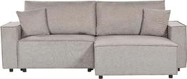 „Karila“ 3-vietė kampinė sofa, smėlio-pilkos spalvos, kairioji, su šezlongu, miego funkcija ir daiktų laikymo erdve