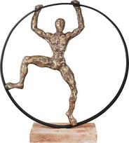 „Kasablanka“ skulptūros poza, dekoratyvinė figūra iš bronzos, metalo ir mangmedžio – statulėlė, skirta svetainės ar biuro dekoravimui, aukštis 45 cm x plotis 41 cm – šiuolaikinės skulptūros, skirtos dovanoti, sėkmės figūra, motyvacija