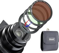„Kase Wolverine“ UV/CPL/ND64 magnetinių filtrų rinkinys, skirtas „Sony ZV-1“, „RX100“ serijos kameroms ir „Ricoh GR II III“; neutralaus tankio (ND) poliarizacinio filtro apsauga, skirta „ZV-1“, „RX100 VII“, „VI“, „V“, „III“ ir „II“ kameroms – fotoaparatų