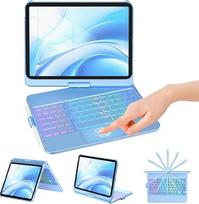 „KBCASE“ dėklas su klaviatūra, skirtas „iPad“ A16 11-osios ir 10-osios kartos modeliams (2025 m., 11 colių / 2022 m., 10,9 colių) | 360° pasukama belaidė „Bluetooth“ klaviatūra, tikslus jutiklinis pelės kilimėlis, 7 spalvų apšvietimas, QWERTZ išdėstymas,