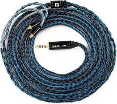 „keephifi“ KBEAR ST16 Plus IEM kabelis, 2 metrai, 16 gyslų, 2 m ilgio, 5N OCC sidabru padengtas pintas prailginimo kabelis (2,5 mm MMCX, juodas-mėlynas)