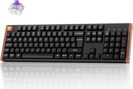 „Keychron K10 HE“ belaidė žaidimų klaviatūra su ISO DE išdėstymu, „Gateron Nebula“ dvigubo bėgelio magnetiniais jungikliais, programuojamu aliuminio ir medžio rėmu, skirta „Mac“ ir „Windows“ – specialusis leidimas (juoda)