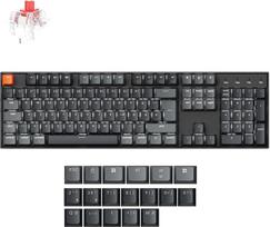 „Keychron K10“ 2-oji versija, „QMK“ belaidė mechaninė žaidimų klaviatūra, pilno dydžio DE-ISO išdėstymas, baltas LED apšvietimas, USB-C / „Bluetooth“ jungtis, profesionali biuro klaviatūra, skirta „Mac“ / „Windows“