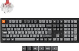 „Keychron K10 Max“ belaidė mechaninė klaviatūra, DE-ISO išdėstymas, QMK, 2,4 GHz „Bluetooth“, pilno dydžio, baltas apšvietimas, suderinama su „Mac“, „Windows“ ir „Linux“, „Super Red“ jungikliai