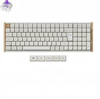 „Keychron K4 HE“ 96 % DE-ISO belaidė mechaninė klaviatūra su magnetiniais jungikliais ir „Hot-Swap“ funkcija – „Bluetooth“/2,4 GHz/USB-C, RGB apšvietimas, QMK programavimas „Mac“/„Win“ sistemoms, medžio dizainas (balta)