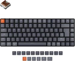 „Keychron K3“ ypač plona belaidė mechaninė „Bluetooth“ klaviatūra, 75 % ISO DE išdėstymas, „Hot-Swappable“ žemo profilio optiniai rudi jungikliai, RGB žaidimų klaviatūra, skirta „Mac“ ir „Windows“