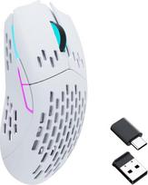 „Keychron M1“ belaidė pelė, „PAW3395“ jutiklis su programuojamu makro mygtuku, 26 000 DPI, palaiko 2,4 GHz / „Bluetooth 5.1“, 79 g, ypač lengva, ergonomiškas dizainas, iki 70 valandų – balta