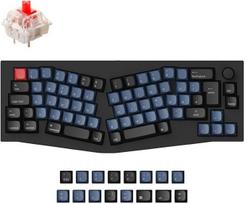 „Keychron Q8“ (Alice išdėstymas) – individualiai konfigūruojama mechaninė klaviatūra su QMK programine įranga, 65 % ISO-DE, CNC apdirbtas aliuminio korpusas, 1000 Hz atnaujinimo dažnis, USB-C, galimybė keisti klavišus neatsijungiant, sukamas reguliatorius