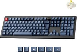 „Keychron V6 Max“ belaidė mechaninė klaviatūra, programuojama naudojant „QMK“/„Launcher“, 100 % ISO DE išdėstymas, 4000 mAh baterija, „QWERTZ“ žaidimų klaviatūra, skirta „Mac“/„Windows“/„Linux“ – „Gateron Jupiter Banana“ jungikliai