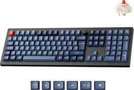 „Keychron V6 Max“ belaidė mechaninė žaidimų klaviatūra, 2,4 GHz / „Bluetooth“ / laidinis ryšys, QWERTY išdėstymas, suderinama su „QMK“, „Mac“, „Windows“ ir „Linux“, raudoni „Gateron Jupiter“ jungikliai