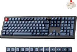 „Keychron V6 Max“ mechaninė klaviatūra, 100 % AZERTY, 2,4 GHz / „Bluetooth“ / laidinis ryšys, programuojama QMK RGB, 4000 mAh, „Hot Swap“ žaidimų klaviatūra, skirta „Mac“ / „Win“ / „Linux“ sistemoms, „Gateron Jupiter“ jungikliai, raudoni