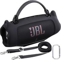 „Khanka“ silikoninis dėklas, skirtas „JBL Charge 6“ „Bluetooth“ garsiakalbiams | Skirtas „JBL Charge 6“ garsiakalbiui; su peties diržu ir kabliuku, lankstus minkštas dėklas „JBL Charge 6“, juodos spalvos; tik dėklas