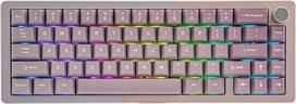 „KiiBoom Loop 65“ – 65 % aliuminio blokinės konstrukcijos mechaninė klaviatūra, QMK/VIA žaidimų klaviatūra, belaidė klaviatūra su „BT 5.0“, 2,4 GHz ir USB-C jungtimis, su tarpikliais, FR4 plokštele, RGB apšvietimu, skirta „Windows“ ir „Mac“ (rožinė-violet