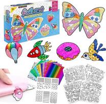 „KIKVTER“ „Foil Fun“ vaikams, folijos menas vaikams, „pasidaryk pats“ spalvinimo lipdukų rinkiniai vaikams, blizgučių perkėlimo plėvelės rankdarbių rinkiniai, „Foil Fun“ rankdarbių dėklas, kūrybiniai rankdarbiai, „pasidaryk pats“ veikla, tinkanti dovanai