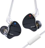 „KINBOOFI KBEAR KS10“ ausinės-monitorius, profesionalios laidinės ausinės, „HiFi Kbear“ ausinės-monitorius, muzikantams skirtos ausinės-monitorius IEM su nuimamu 2 kontaktų kabeliu (juodos spalvos, su mikrofonu)