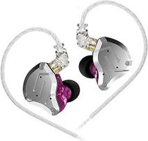 „KINBOOFI KZ ZS10 Pro“ žaidimų ausinės, skirtos IEM ausinėms, „KZ In-Ear Monitor“, IEM Hi-Fi ausinėms, ausinės su 5 garsiakalbiais (4 BA ir 1 DD) bei nuimamu 0,75 mm 2 kontaktų kabeliu, skirtos dainininkams (violetinės, be mikrofono)