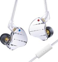 „KINBOOFI KBEAR KS10“ ausinės-monitorius, profesionalios laidinės ausinės, „HiFi Kbear“ ausinės-monitorius, muzikantams skirtos ausinės, IEM ausinės su nuimamu 2 kontaktų kabeliu (sidabrinės, su mikrofonu)