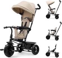 „Kinderkraft Freeway 2“ vaikų triratis su stūmimo rankena, 360° pasisukančia sėdyne, laisvosios eigos mechanizmu, apsaugine juosta, 3 taškų saugos diržais, „Air Comfort“ sistema, skirtas vaikams nuo 9 mėnesių iki 5 metų, smėlio spalvos