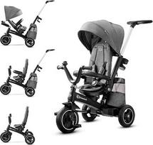 „Kinderkraft Easytwist“ vaikų triratis dviratis, bėgimo vežimėlis, su priedais, stogo langeliais, saugos diržais, pasisukantis 360 laipsnių kampu, laisvojo riedėjimo funkcija, stūmimo rankena, skirtas vaikams nuo 9 mėnesių iki 5 metų, patogi sėdynė, pilko