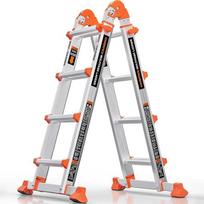 „KINGRACK“ aliumininės teleskopinės kopėčios, 4,17 m, 4 x 4 pakopos, universalios kopėčios | Neslystančios universalios kopėčios su stabilizatoriaus strypu, aliumininės kopėčios, laiptinės kopėčios, atraminės kopėčios, galimybė stovėti abiejose pusėse, ik