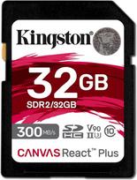 „Kingston Canvas React Plus“ 32GB SDHC atminties kortelė UHS-II 300R/260W U3 V90, skirta „Full HD“/4K/8K – SDR2/32GB