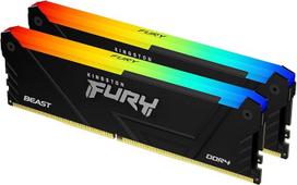 „Kingston Fury Beast RGB“ 16GB, 3200 MT/s, DDR4, CL16 DIMM (2 vnt. rinkinys) kompiuterio atminties modulis KF432C16BB2AK2/16