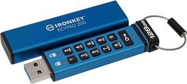 „Kingston IronKey Keypad 200“ tipo A USB atmintinė su aparatinės įrangos šifravimu, atitinkanti FIPS 140-3 3 lygio reikalavimus (laukiama patvirtinimo), su 256 bitų XTS-AES aparatinės įrangos šifravimu – IKKP200/128GB, mėlyna
