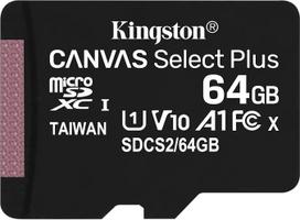„Kingston“ „Micro SD“ kortelė HC 64GB – C10 „Kingston“ + SD adapteris „Canvas Select Plus“, kodas: SDCS2/64GB, „Sorecop“ įtraukta