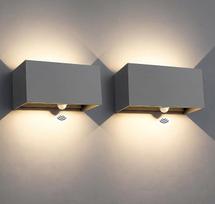 „Kingwen“ LED lauko šviestuvas su judesio jutikliu, 20 W, 3000 K, pilkos spalvos, 2 vnt. rinkinys