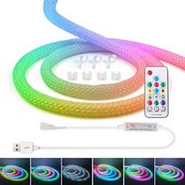 „KISUFU“ apvali neoninė LED juosta WS2812B, atskirai valdomi 5 m ilgio 5 V spalvą keičiantys pikseliniai žibintai, 360° RGB, IP67, difuzinė vamzdinė juosta, skirta vestuvėms, Kalėdoms ir patalpų dekoravimui