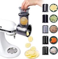 „Kitchen Aid“ stalinio maišytuvo pjaustymo-tarkavimo antgalis su 5 peiliais, sūrio tarkavimo antgalis, suderinamas su „Kitchen Aid“ maišytuvo priedais