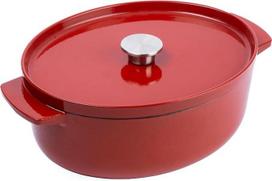 „KitchenAid“ ketaus 30 cm / 5,6 l ovalo formos troškintuvas su dangčiu, aukštos kokybės, tvirtas ir ilgaamžis, skirtas greitam kepimui, rudos spalvos suteikimui, kepimui orkaitėje, be PFAS emalio, tinka indukciniams viryklėms, su ergonomine rankena, tinka