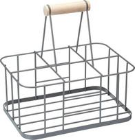 „KitchenCraft Living Nostalgia“ vielinis metalinis pieno dėžės / butelių nešimo krepšys, 29 x 20 x 13 cm – pilkos spalvos