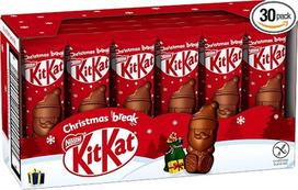 „KitKat“ „Nestlé“ „KitKat Mini“ Kalėdų Senelis, pagamintas iš švelniai tirpstančio pieno šokolado su traškiais gabalėliais, supakuotas atskirai, 30 vnt. pakuotė (30 x 29 g)