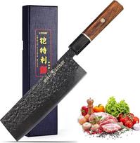 „Kitory“ japonų „Nakiri“ ir „Usuba“ daržovių peilis, 16,5 cm – aštrus profesionalus virtuvinis peilis su elegantiška rankena iš juodmedžio ir raudonojo eukalipto – puikiai tinka virėjams ir sveiką gyvenimo būdą propaguojantiems žmonėms
