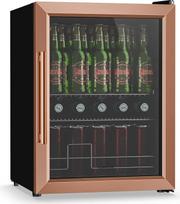 „Klarstein Beersafe“ gėrimų šaldytuvas, 60 l – mini šaldytuvas su stiklinėmis durimis, vario spalvos, su LED apšvietimu, išimamomis metalinėmis lentynomis, tylus, skirtas gėrimams buteliuose ir skardinėse laikyti